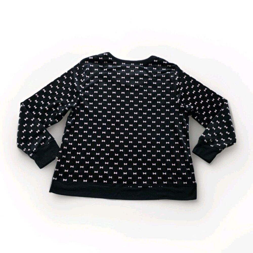 Kate Spade Pajama Set Womens L Black Pink Bow Tie Pattern Pockets Fleece Boho - Picture 7 of 16